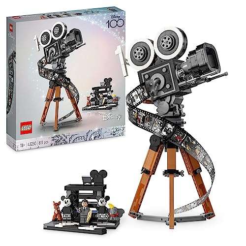LEGO Disney Walt Disney Tribute Camera, 100th Anniversary Memorabilia Set for Adults with Mickey & Minnie Mouse Minifigures 43230